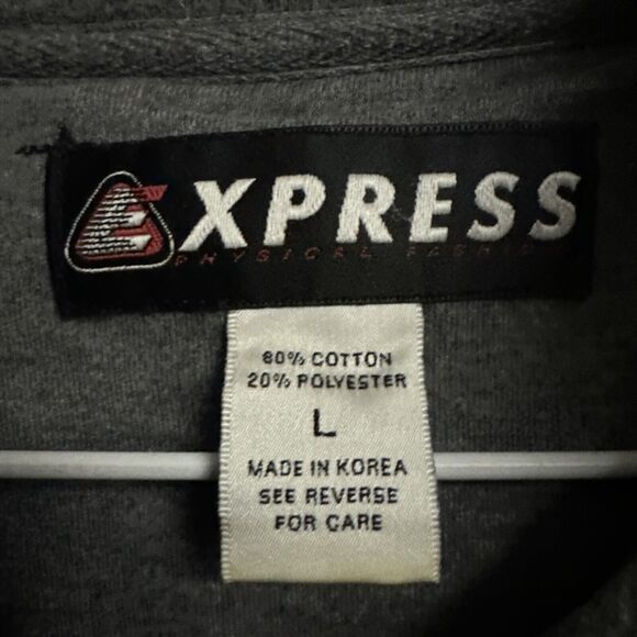 Vtg Express World Brand 1/4 Zip Sweatshirt Embroidered Flags Women’s Oversize L - Picture 4 of 7